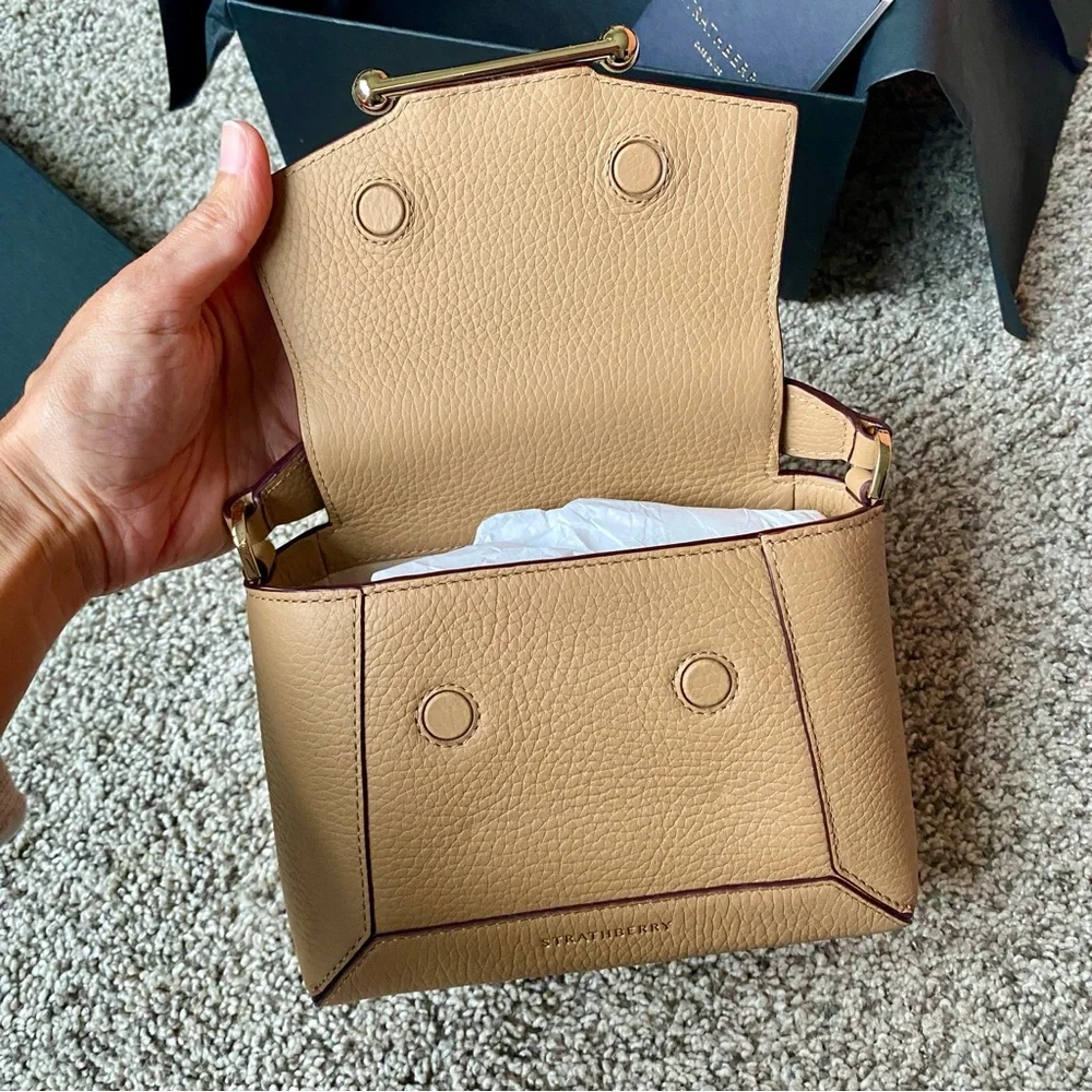 Strathberry Mosaic Nano Crossbody Bag In Caramel - Picture 11 of 16